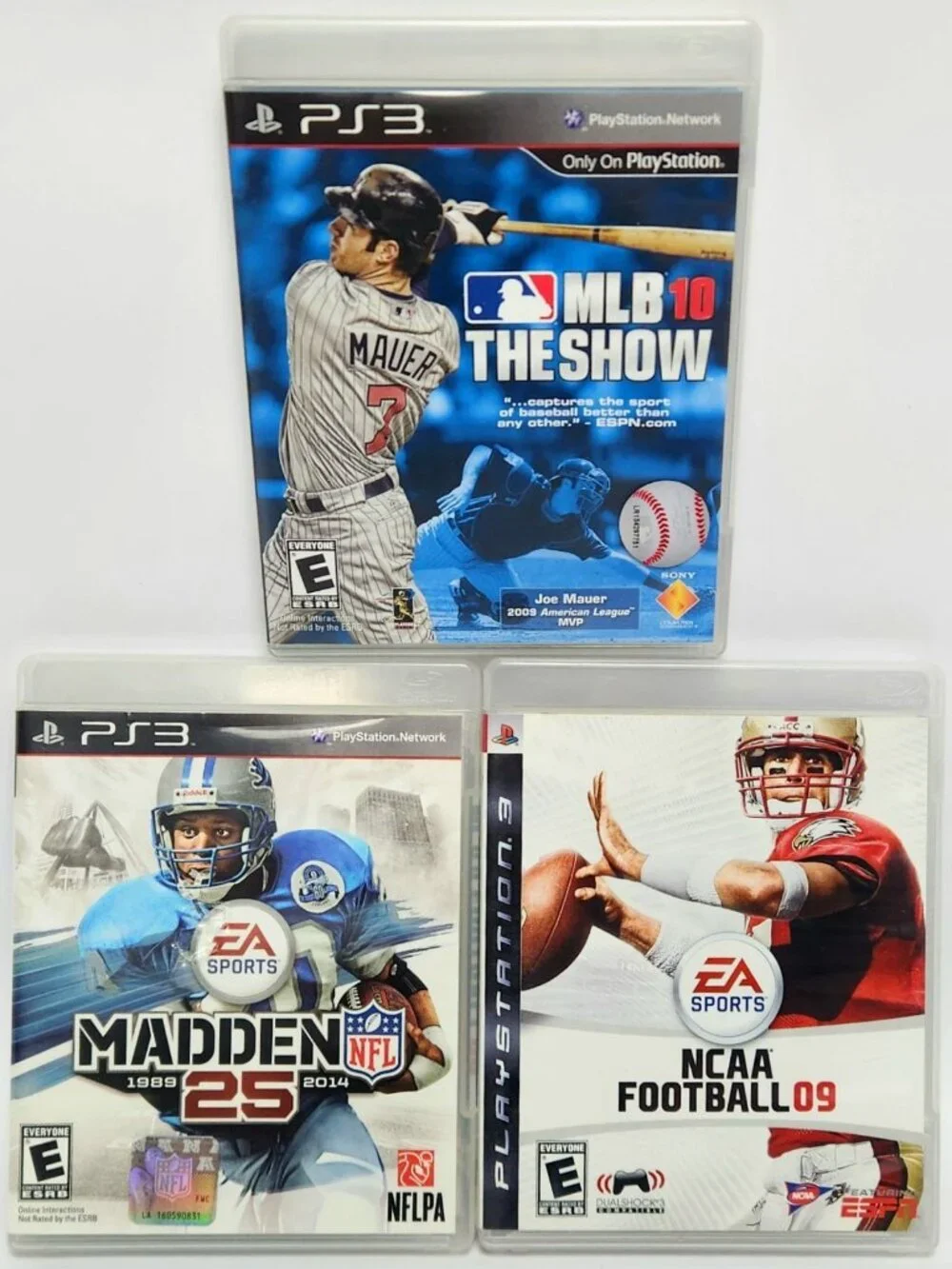 Madden NFL 25 PS3, MLB 10: The Show, NCAA Football 09 PS3 CIB Sports Game Bundle